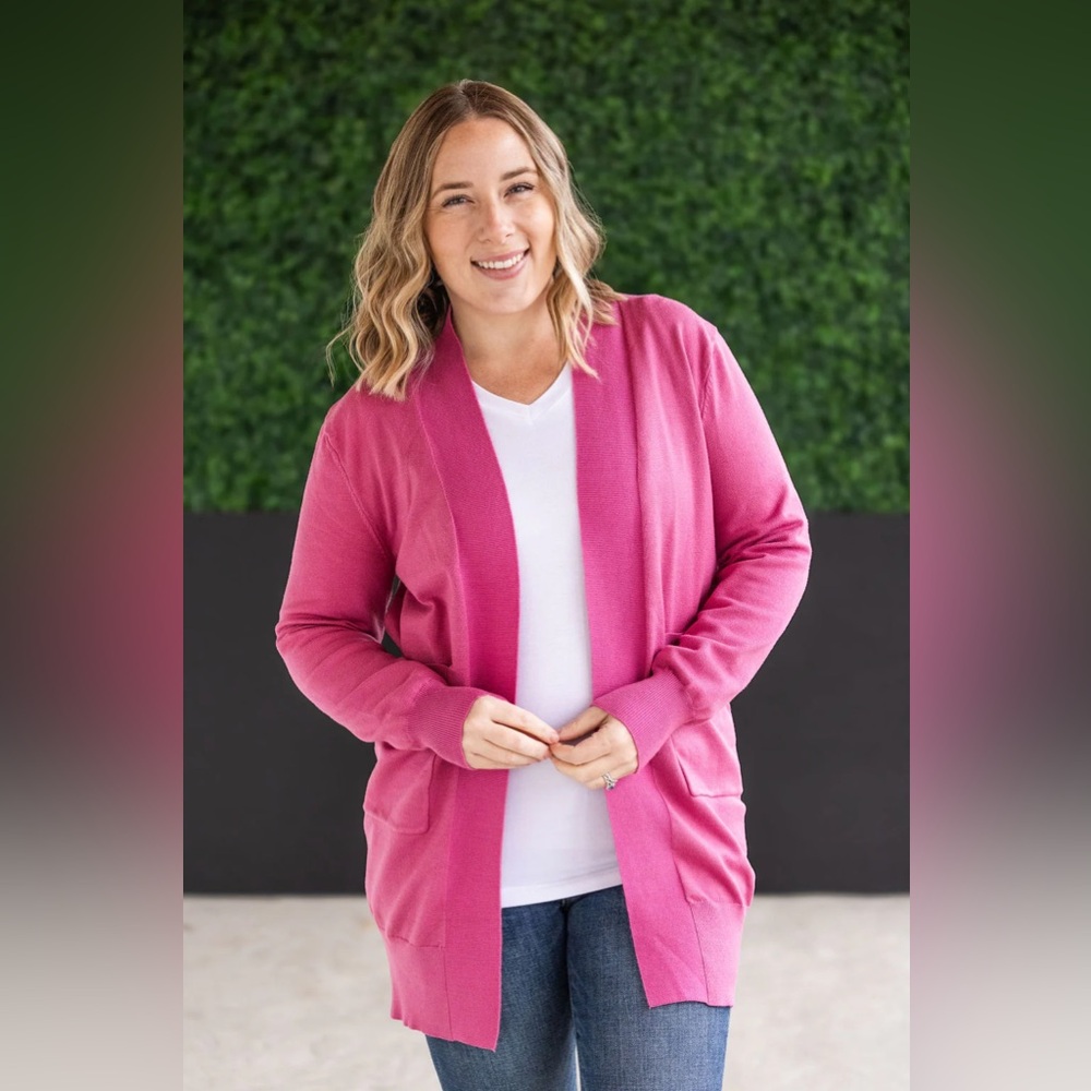 Pink Long Open Cardigan by Michelle Mae
